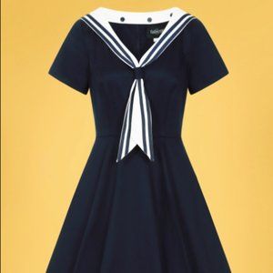 Collectif 50s Nene Navy & White Sailor Swing Dress